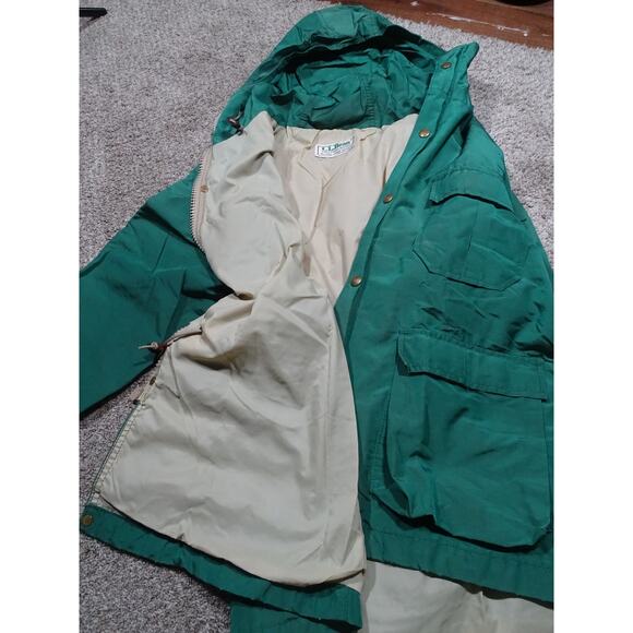 Vintage 80s/90s LL Bean Baxter State Parka - Forest Green Hooded Jacket M/L - Picture 4 of 8